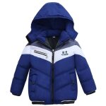 Doudoune chauffante garon hiver long chaud - trench avec capuche - plus de velours - xd538 - bleu