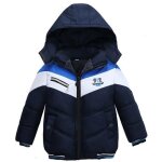 Doudoune chauffante garon hiver long chaud - trench avec capuche - plus de velours - xd538 - bleu marine ...