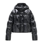 Doudoune courte pour femmes - funmoon - couleur unie - hiver - fermeture clair