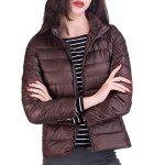 Doudoune courte femme lgre en duvet de canard - funmoon - grande taille - col montant - marron
