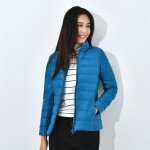 Doudoune courte femme rversible lgre funmoon - bleu fonc - canard - col montant - chaud