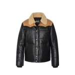 Doudoune en cuir schott ref 55489 noir cognac