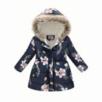 Doudoune enfant fille imprim floral doudoune chaude en polaire  capuche