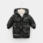 Doudoune enfant - funmoon - manteau hiver - capuche - camouflage noir - 2 - 14 ans