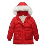 Doudoune enfant polaire hiver joli manteau  capuche pour filles automne et hiver