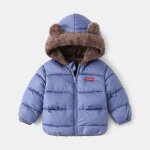 Doudoune enfant rversible double polaire avec capuche manches longues epaisse chaud hiver - bleu