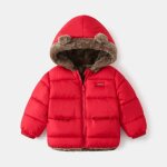 Doudoune enfant rversible double polaire avec capuche manches longues epaisse chaud hiver - rouge