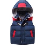 Doudoune enfant sans manches  capuche automne - hiver veste chaude couleur contraste pour garcon - fille ...
