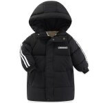Doudoune enfant zipp  capuche hiver chaude pour fille garon doudoune paissie manches longues - noir ...