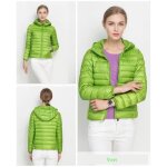 Doudoune femme courte  capuche fine lgre light - funmoon - vert - 90% duvet - 10% plume