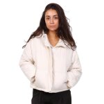 Doudoune femme courte manches longues couleur beige avec capuche