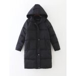 Doudoune femme funmoon avec capuche chaud paisse en coton mi - longue - noir - fermeture clair