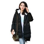 Doudoune femme funmoon slim capuche double polaire mi - longue - noir - polyester - fermeture clair ...