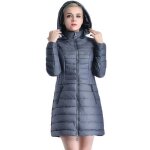 Doudoune femme lgre  capuche mi - longue slim - funmoon - gris - polyester / nylon - fermeture clair ...
