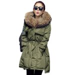 Doudoune femme - leoclotho - slim col - vert - coupe longue - fermeture clair