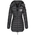 Doudoune femme luxe mobigarlan - coupe slim mi - longue noir - col montant et capuche