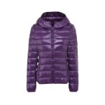 Doudoune femme matelasse lgre  capuche - guocu - violet - polyester - coupe slim