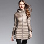 Doudoune femme mi - longue - ecelen - slim fit - kaki - beige - polyestre