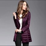 Doudoune femme mi - longue - ecelen - slim fit - polyestre et 90% duvet de canard blanc - violet