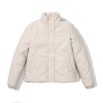 Doudoune femme simili cuir hiver col montant chaud couleur unie - beige Doudoune femme simili cuir hiver col montant chaud couleur unie - beige