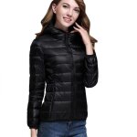 Doudoune femme ultra lgre funmoon - noir - polyester - capuche et fermeture clair