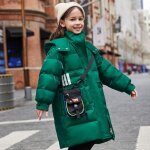 Doudoune fille enfant mi - longue epaisse chaude hiver avec capuche de 6  16 ans