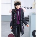 Doudoune fille - konvinit - longue manteau avec capuche - coton et polyester - noir Doudoune fille - konvinit - longue manteau avec capuche - coton et polyester - noir
