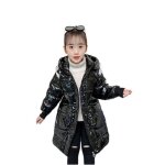 Doudoune filledoudoune enfant hiver chaudedoudoune  capuche epais clair classique - noir