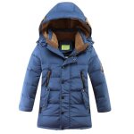 Doudoune garon fille blouson capuche manteau dhiver mode chaud poches vtement enfant xh520 bleu
