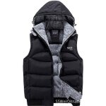 Doudoune gilet homme sans manches veste À capuche chaud noir Doudoune gilet homme sans manches veste À capuche chaud noir