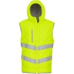 Doudoune haute visibilit - yoko - multisport - jaune - 2 bandes rflchissantes - col montant