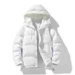 Doudoune hiver capuche homme chaude casual veste zippee epaisse couleur unie automne hiver - blanc