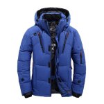 Doudoune hiver homme col montant casual mode manteau avec capot amovible - bleu Doudoune hiver homme col montant casual mode manteau avec capot amovible - bleu