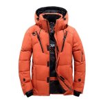 Doudoune hiver homme col montant casual mode manteau avec capot amovible - orange