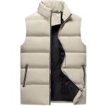 Doudoune hiver sans manches homme chaude gilet zippe col montant couleur unie - kaki Doudoune hiver sans manches homme chaude gilet zippe col montant couleur unie - kaki