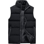 Doudoune hiver sans manches homme chaude gilet zippe col montant couleur unie - noir
