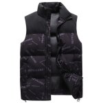 Doudoune hiver sans manches homme col montant casual veste zippee chaude couleur constraste - noir Doudoune hiver sans manches homme col montant casual veste zippee chaude couleur constraste - noir