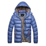 Doudoune homme doudoune hommes hiver chaud � capuche amovible - bleu