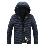 Doudoune homme a capuche amovible col montant manches longues poignet élastiqué chaud hiver - bleu Doudoune homme a capuche amovible col montant manches longues poignet élastiqué chaud hiver - bleu