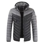 Doudoune homme de marque  capuche detachable doudoune homme slim chambray parka hommenoir gris