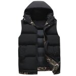 Doudoune homme capuche hiver veste sans manches chaude couleur contraste pour automne - hiver - noir Doudoune homme capuche hiver veste sans manches chaude couleur contraste pour automne - hiver - noir