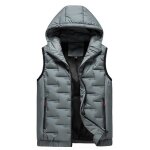 Doudoune homme capuche sans manches automne hiver casual veste zippee chaude couleur unie Doudoune homme capuche sans manches automne hiver casual veste zippee chaude couleur unie