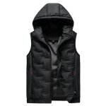 Doudoune homme capuche sans manches automne hiver casual veste zippee chaude couleur unie - noir Doudoune homme capuche sans manches automne hiver casual veste zippee chaude couleur unie - noir