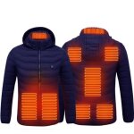 Doudoune hommes capuche usb chauffant electrique hiver zipperchauffage 8 zones - sans batterie
