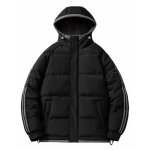 Doudoune homme col capuche fermeture zippe bicolore chaude hiver - noir