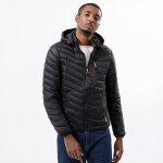 Doudoune homme col montant avec capuche amovible manches longues fermeture zippée léger - noir Doudoune homme col montant avec capuche amovible manches longues fermeture zippée léger - noir