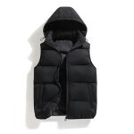 Doudoune homme hiver capuche amovible veste sans manches chaude couleur unie pour automne - hiver - noir ... Doudoune homme hiver capuche amovible veste sans manches chaude couleur unie pour automne - hiver - noir ...