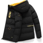 Doudoune homme hiver a capuche manches longues casual chaude epaisse couleur unie