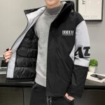 Doudoune homme hiver a capuche manches longues chaude epaisse bicolore Doudoune homme hiver a capuche manches longues chaude epaisse bicolore