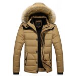 Doudoune hommes hiver chaud matelassée casual - funmoon - avec capot amovible - kaki / jaune Doudoune hommes hiver chaud matelassée casual - funmoon - avec capot amovible - kaki / jaune